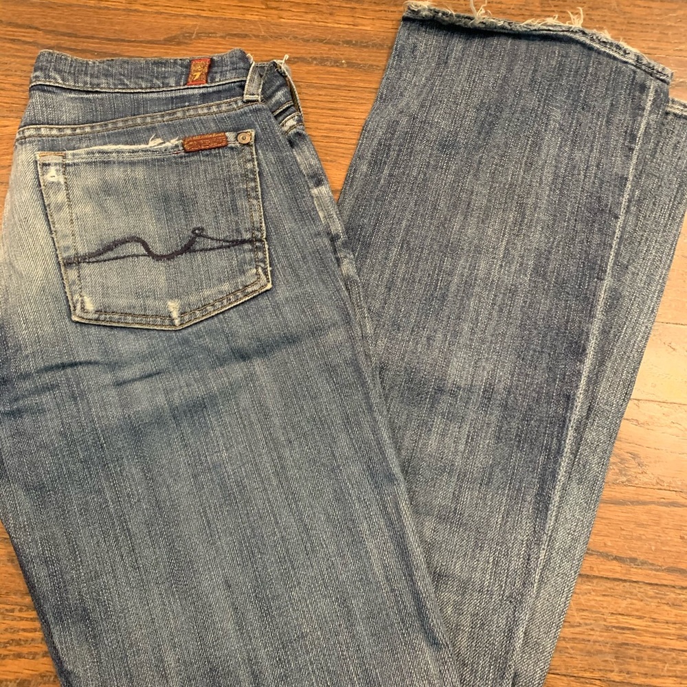 7 for all mankind distressed bootcut jeans